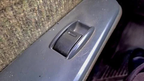 Car Power Window Control Switch Single Button Close Up Stock Photos