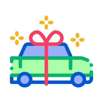 Car Present Gift Icon Vector Outline Illustration Illustrazione stock