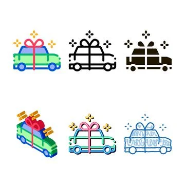 Car present gift icon vector pack outline Illustrazione stock