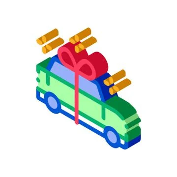 Car Present Gift isometric icon vector illustration Illustrazione stock
