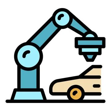 Car print robot icon vector flat 库存插图