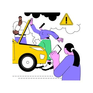 Car problem isolated cartoon vector illustrations. Stock Illustration