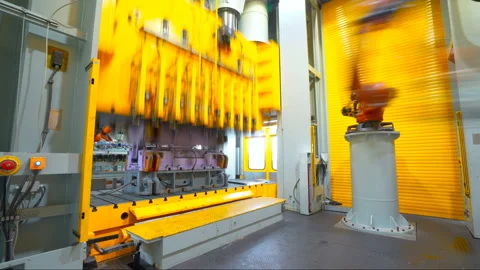 Car production line of the robot Stock Footage 90445356