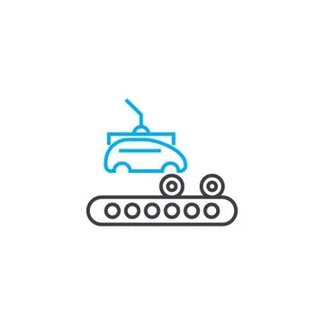 Car production linear icon concept. Car production line vector sign, symbol 库存插图