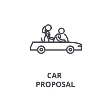 Car proposal thin line icon, sign, symbol, illustation, linear concept, vector Stock Illustration