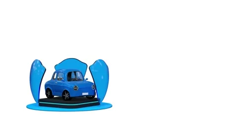 A car protected by three rotating shields, insurance or security concept 스톡 동영상 333324653