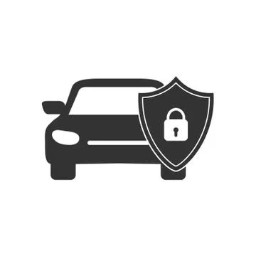 Car protection icon. Security technology. Isolated on white background flat s Illustrazione stock