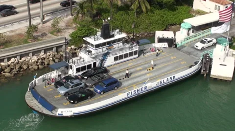 Car Pulling onto Ferry Stock Footage 43164720