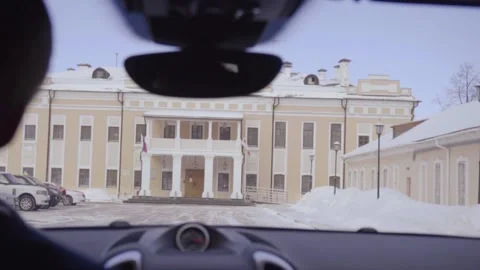 The car pulls up to the palace Stock Footage 159881914