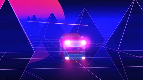 Car Pyramids Retro Wave Vj Loop Stock Footage 101160674