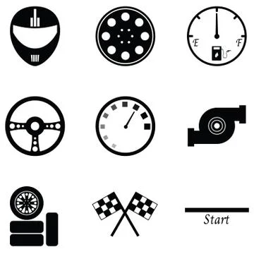 Car race icon set Stock Illustration