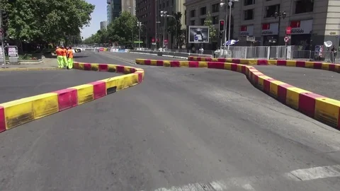 Car race track in city Stock Footage