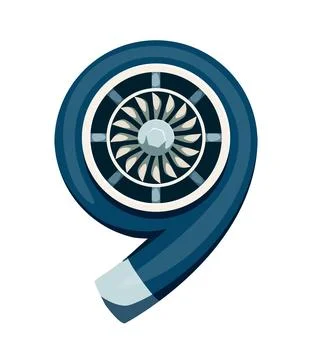 Car racing font engine turbine number 9 nine Illustrazione stock