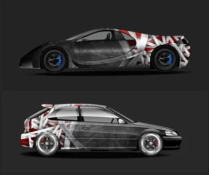 Car racing livery Wrap Or vinyl sticker graphic racing Stock Illustration