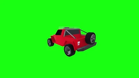 Car racing simulation with a red off-road vehicle on green track Stock-Footage 292682660