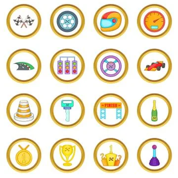 Car racing vector set, cartoon style 스톡 일러스트
