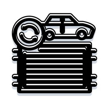 Car radiator cooling system maintenance and repair icon 스톡 일러스트