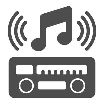 Car radio and notes solid icon, Car parts concept, Car acoustic sign on white イラスト素材