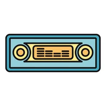Car radio dashboard audio system vector icon Stock Illustration