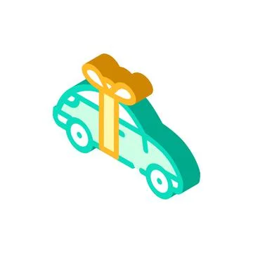 Car raffle isometric icon vector isolated illustration Stock Illustration
