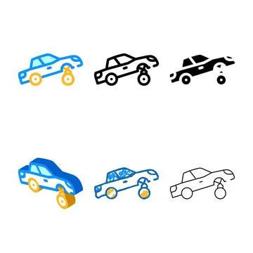 Car rapper color icon vector flat variety Stock Illustration
