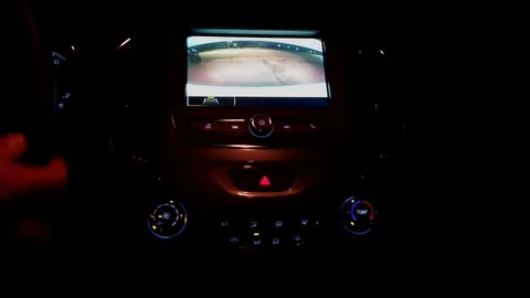 Car Rear View Camera While Vehicle Reversing at Night Stock Footage 106159539