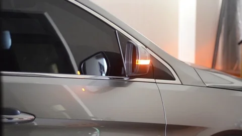 Car rear view mirror close automatically Stock Footage 114237368