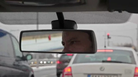 Car rear-view mirror, the reflection Stock Footage 69211916