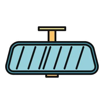 Car rearview mirror in a flat line art style Illustrazione stock