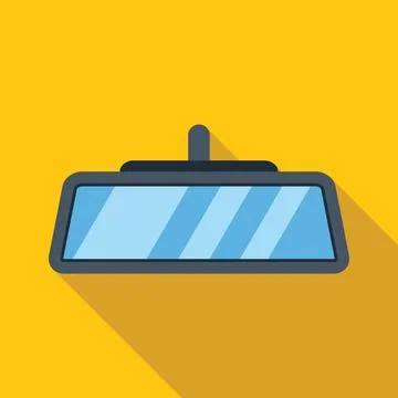 Car rearview mirror reflecting light on yellow background Stock Illustration