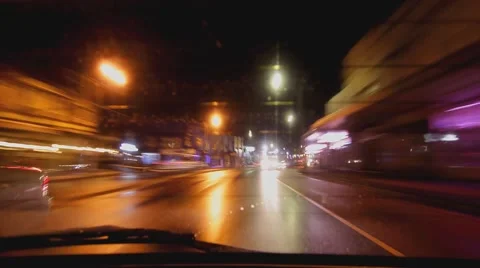 Car Rearview at Night Stock Footage 46605494