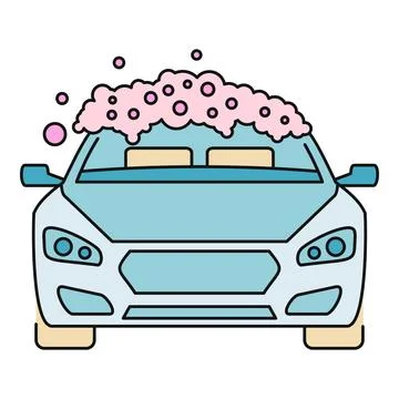 Car receiving soap foam during a washing service Stock Illustration