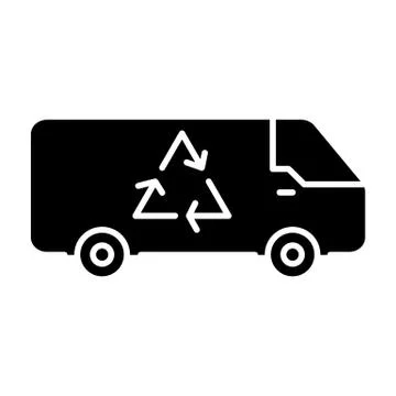Car with recycle sign solid icon. Recycle sign on auto vector illustration Stock Illustration