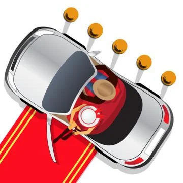 Car on the red carpet. Stock Illustration