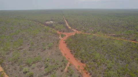 Car On Red Sand Track Between Aboriginal community in the Kimberley region of Stock Footage 342303871