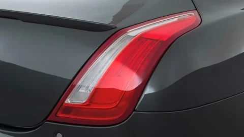 Car red tail light close up Storm Grey 2016 Jaguar XJ R-Sport Stock-Footage 159877966