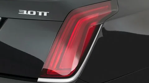 Car red tail light close up Black Raven 2017 Cadillac CT6 Premium Luxury Stock Footage 159912315