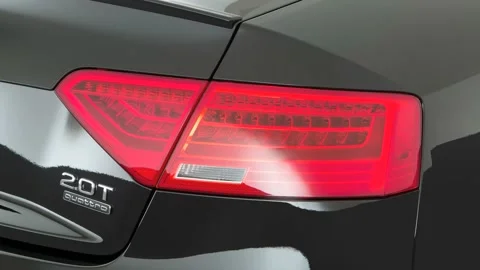 Car red tail light close up Mythos Black Metallic 2017 Audi A5 Sport 2.0 TFSI Stock Footage 159916794