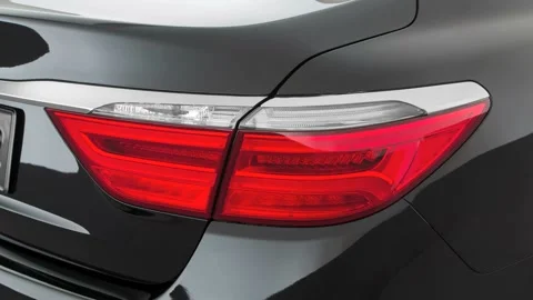 Car red tail light close up Aurora Black 2017 Kia K900 V6 Luxury Stock Footage 159935507