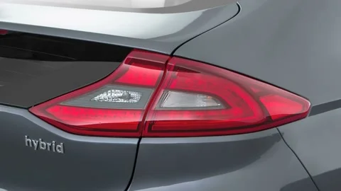 Car red tail light close up Summit Gray 2017 Hyundai Ioniq Hybrid Limited Stock Footage 159941176