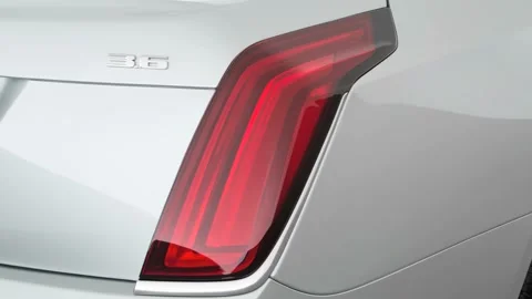Car red tail light close up Brilliant Silver 2017 Cadillac CT6 Luxury Stock Footage 159950985