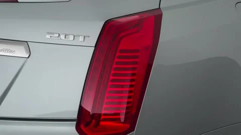 Car red tail light close up Radiant Silver Metallic 2018 Cadillac CTS Luxury Stock Footage 159970479