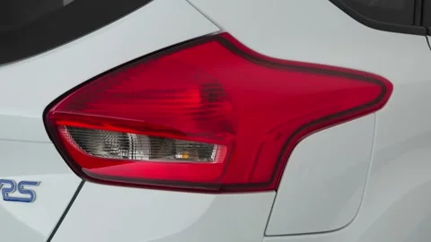 Car red tail light close up Frozen White 2017 Ford Focus RS Vídeos de archivo 159979249