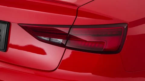 Car red tail light close up Catalunya Red Metallic 2018 Audi RS 3 2.5 TFSI Vídeos de archivo 159979765