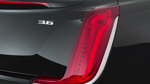 Car red tail light close up Black Raven 2018 Cadillac XTS Luxury Stock Footage 159983230