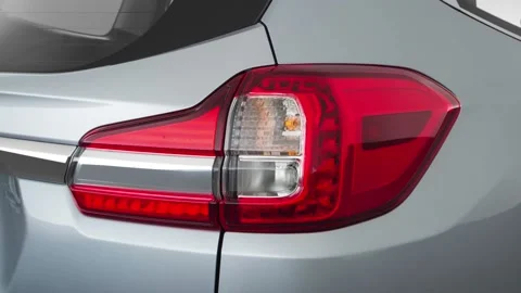 Car red tail light close up Ice Silver Metallic 2019 Subaru Ascent 8- Passenger Stock Footage 159999065