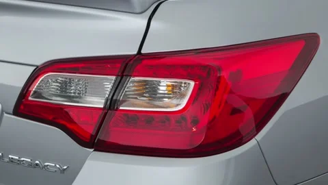 Car red tail light close up Ice Silver Metallic 2019 Subaru Legacy 2.5i Sport Stock Footage 160018602