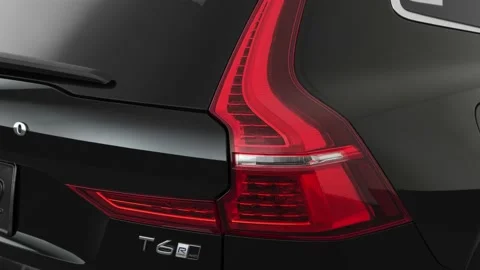 Car red tail light close up Onyx Black Metallic 2019 Volvo XC60 T6 R-Design Video stock 160019999