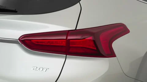 Car red tail light close up Symphony Silver 2019 Hyundai Santa Fe Limited 2.0T Stock Footage 160027003