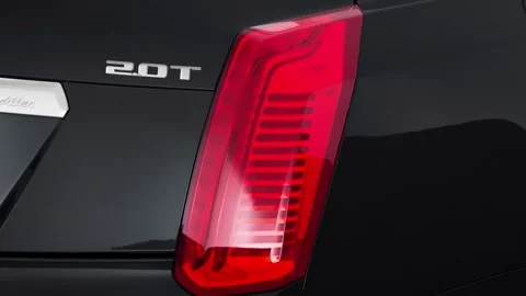 Car red tail light close up Dark Adriatic Blue Metallic 2019 Cadillac CTS Luxury Stock Footage 160027135